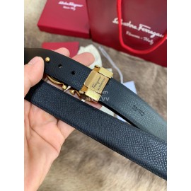 Ferragamo Cowhide Pure Copper Buckle 25mm Belt For Women Black