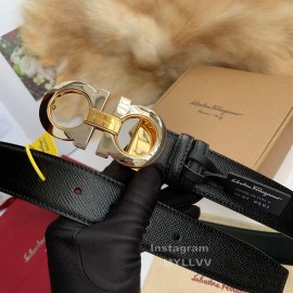 Ferragamo Cowhide Pure Copper Gancio Buckle 35mm Belt