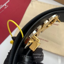 Ferragamo Cowhide Pure Copper Gancio Buckle 35mm Belt