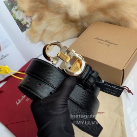 Ferragamo Cowhide Pure Copper Gancio Buckle 35mm Belt