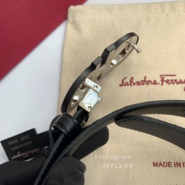 Ferragamo Embossed Cowhide Pure Copper Gancio Buckle 35mm Belt