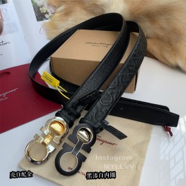 Ferragamo Embossed Cowhide Pure Copper Gancio Buckle 35mm Belt