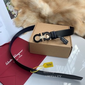 Ferragamo Cowhide Pure Copper Gancio Buckle 35mm Belt Blue