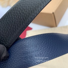 Ferragamo Cowhide Pure Copper Gancio Buckle 35mm Belt Blue