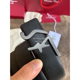 Ferragamo Fashion Cowhide Pure Copper Gun Color Buckle 35mm Belt 