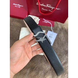 Ferragamo Fashion Cowhide Pure Copper Gun Color Buckle 35mm Belt 