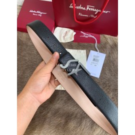 Ferragamo Fashion Cowhide Pure Copper Gun Color Buckle 35mm Belt 