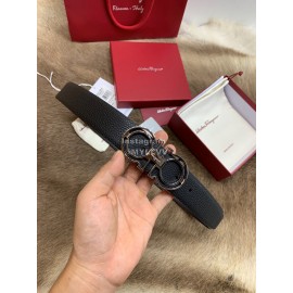 Ferragamo Calf Leather Pure Copper Hollow Buckle 35mm Belt