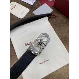 Ferragamo Calf Leather Pure Copper Hollow Buckle 35mm Belt