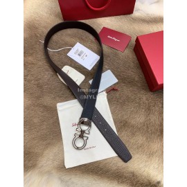 Ferragamo Calf Leather Pure Copper Hollow Buckle 35mm Belt