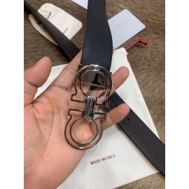 Ferragamo Calf Leather Pure Copper Hollow Buckle 35mm Belt