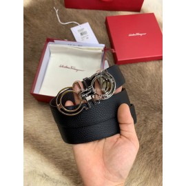 Ferragamo Calf Leather Pure Copper Hollow Buckle 35mm Belt