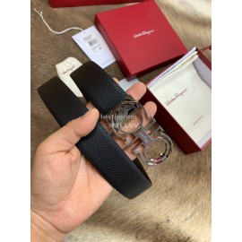 Ferragamo Calf Leather Pure Copper Hollow Buckle 35mm Belt