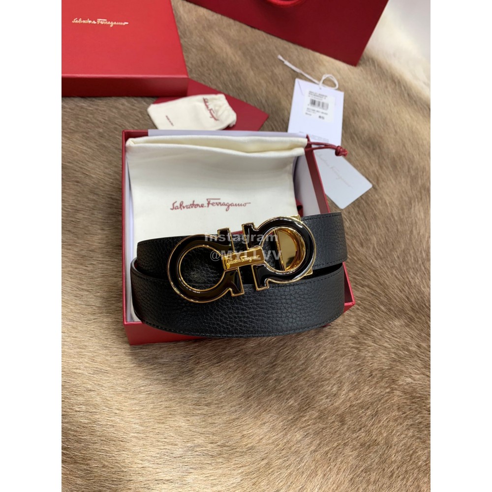 Ferragamo Calf Leather Pure Copper Buckle 35mm Belt Red