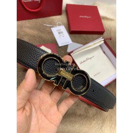 Ferragamo Calf Leather Pure Copper Buckle 35mm Belt Red