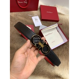 Ferragamo Calf Leather Pure Copper Buckle 35mm Belt Red