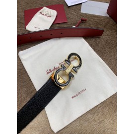 Ferragamo Calf Leather Pure Copper Buckle 35mm Belt Red