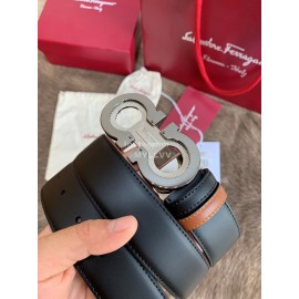 Ferragamo New Calf Leather Pure Copper Buckle 35mm Belt