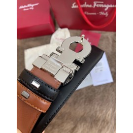 Ferragamo New Calf Leather Pure Copper Buckle 35mm Belt