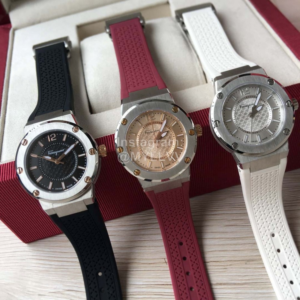 Ferragamo 316 Fine Steel Case Living Waterproof Watch Wine Red