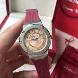 Ferragamo 316 Fine Steel Case Living Waterproof Watch Wine Red