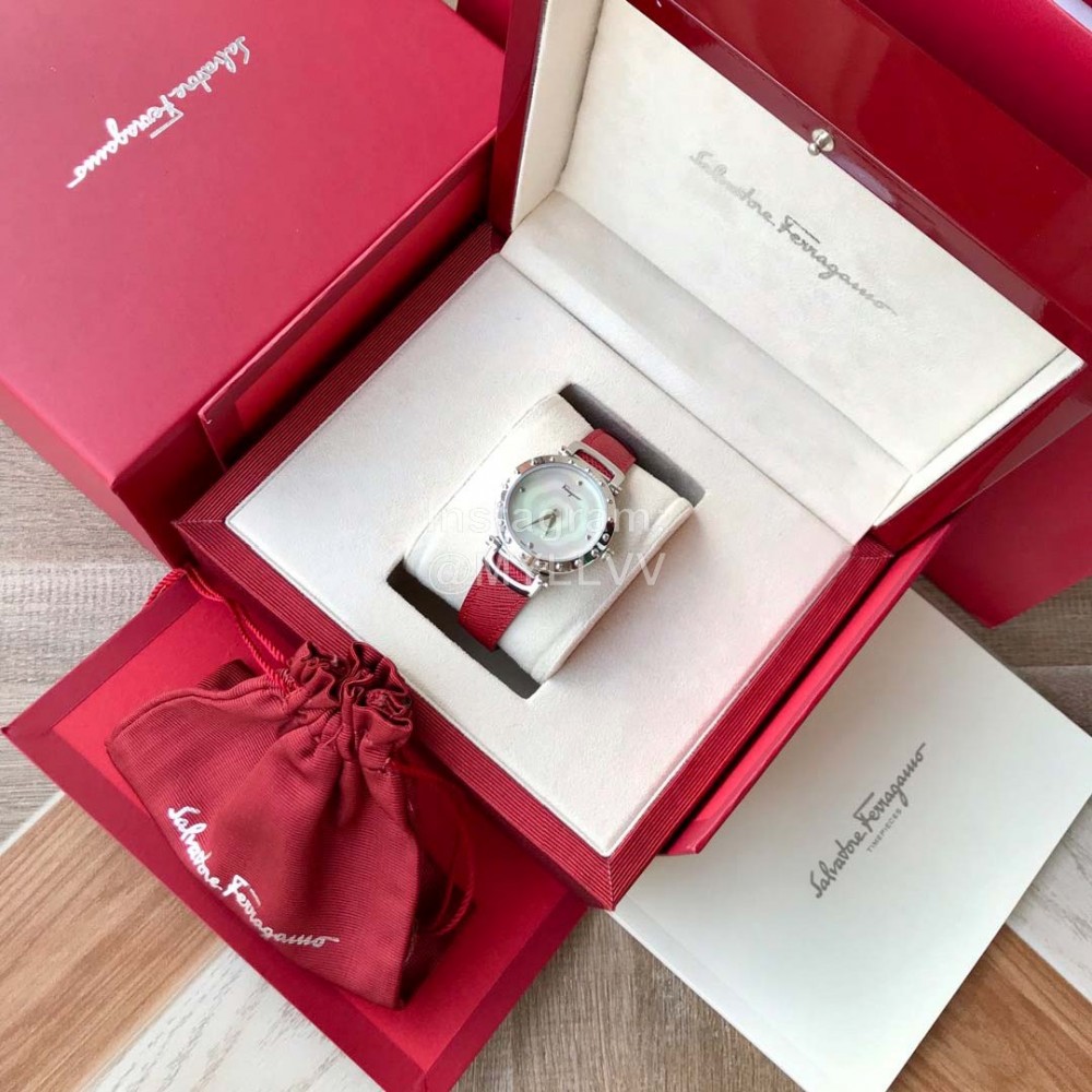 Ferragamo 34mm Diameter Dial Red Leather Strap Watch