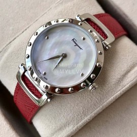 Ferragamo 34mm Diameter Dial Red Leather Strap Watch