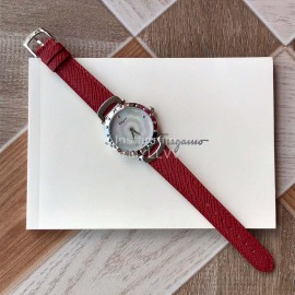 Ferragamo 34mm Diameter Dial Red Leather Strap Watch