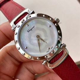 Ferragamo 34mm Diameter Dial Red Leather Strap Watch