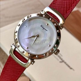 Ferragamo 34mm Diameter Dial Red Leather Strap Watch