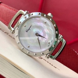 Ferragamo 34mm Diameter Dial Red Leather Strap Watch