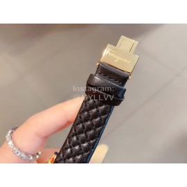 Ferragamo Fashion Sapphire Crystal Leather Strap Quartz Watch