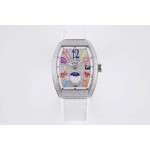 Franck Muller Diamond Dial White Silicone Strap Watch For Women