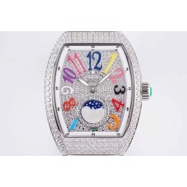 Franck Muller Diamond Dial Green Silicone Strap Watch For Women