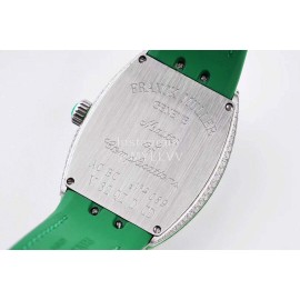 Franck Muller Diamond Dial Green Silicone Strap Watch For Women