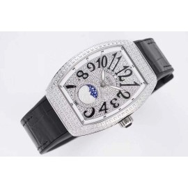 Franck Muller Diamond Dial Black Silicone Strap Watch For Women