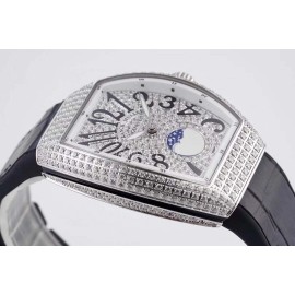 Franck Muller Diamond Dial Black Silicone Strap Watch For Women