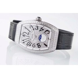 Franck Muller Diamond Dial Black Silicone Strap Watch For Women