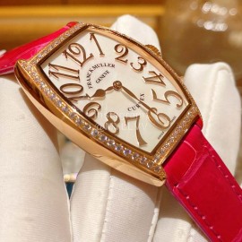 Franck Muller Roman Numeral Dial Leather Strap Quartz Watch
