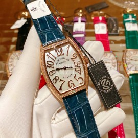 Franck Muller Roman Numeral Dial Leather Strap Quartz Watch Blue