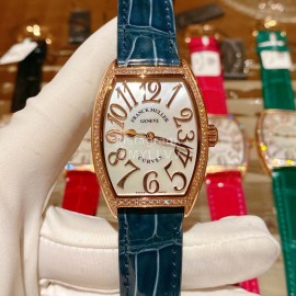 Franck Muller Roman Numeral Dial Leather Strap Quartz Watch Blue