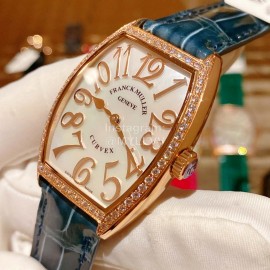 Franck Muller Roman Numeral Dial Leather Strap Quartz Watch Blue