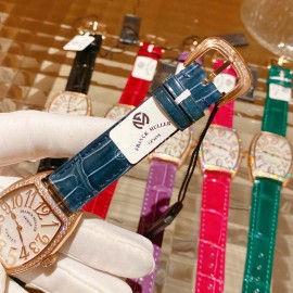 Franck Muller Roman Numeral Dial Leather Strap Quartz Watch Blue