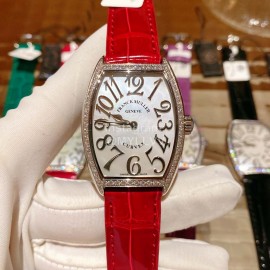 Franck Muller Roman Numeral Dial Red Leather Strap Quartz Watch