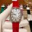 Franck Muller Roman Numeral Dial Red Leather Strap Quartz Watch