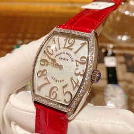 Franck Muller Roman Numeral Dial Red Leather Strap Quartz Watch