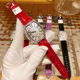 Franck Muller Roman Numeral Dial Red Leather Strap Quartz Watch