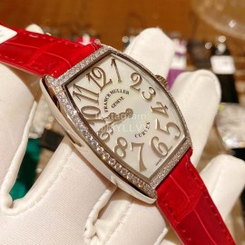 Franck Muller Roman Numeral Dial Red Leather Strap Quartz Watch