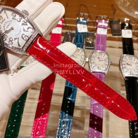 Franck Muller Roman Numeral Dial Red Leather Strap Quartz Watch