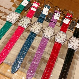 Franck Muller Roman Numeral Dial Red Leather Strap Quartz Watch